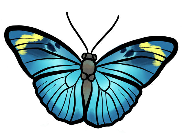 Judy B Wagnon - Bright Blue Butterfly Illustration